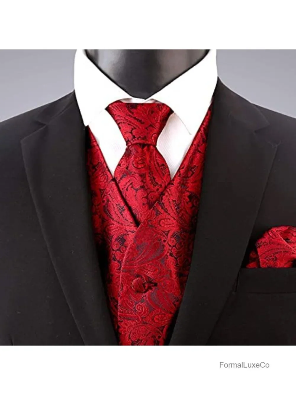 Alizeal Men's Classic Paisley Jacquard Waistcoat 4-Piece Suit Vest Set